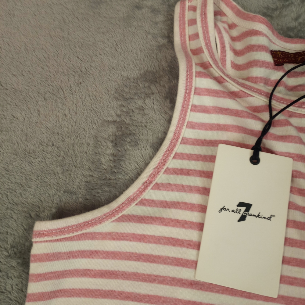 7 For All Mankind Women's Tank Top Shirt triped Pink and Blue Small NWT - Picture 2 of 13